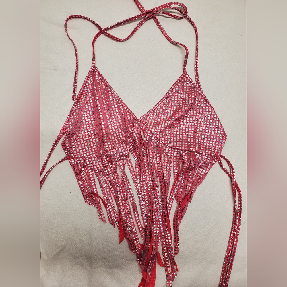 Pink/holographic crop top